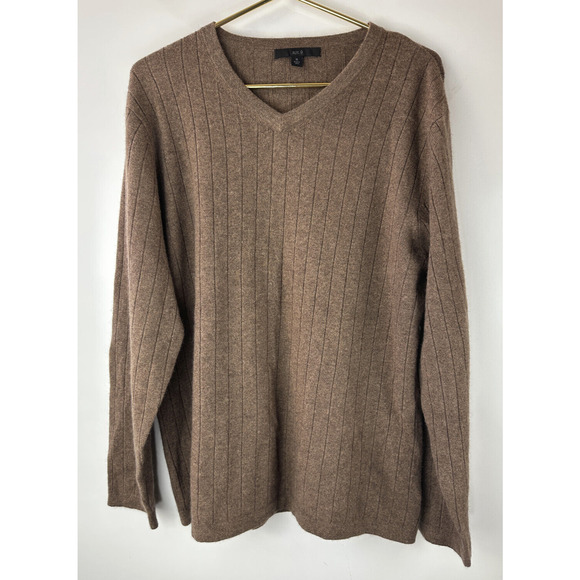 Apt. 9 Cashmere V-Neck Ribbed Sweater Brown Long Sleeve Pullover Men's Size XL - Picture 12 of 12